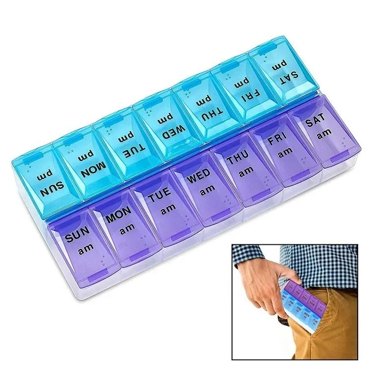 14 Compartment Medical Tablet Case, Multicolor Dosette L - Image 2