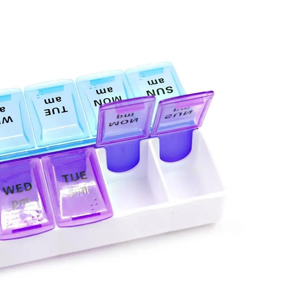 14 Compartment Medical Tablet Case, Multicolor Dosette L - Image 3