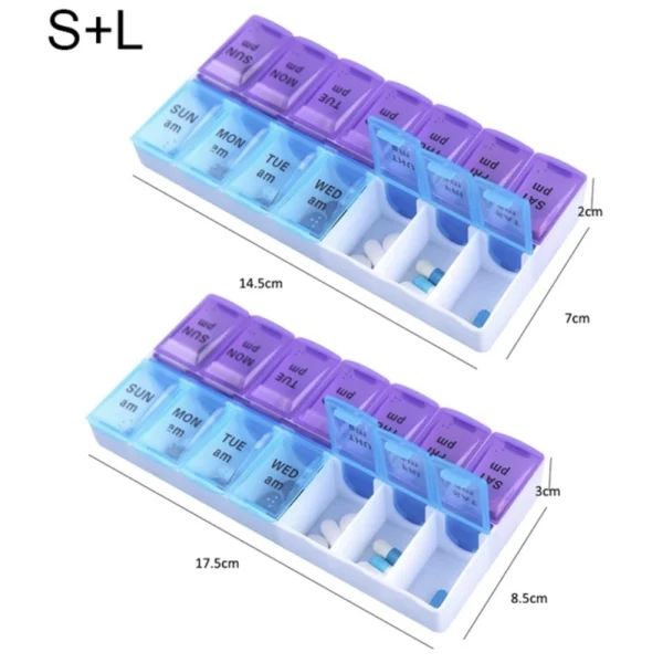 14 Compartment Medical Tablet Case, Multicolor Dosette L - Image 5