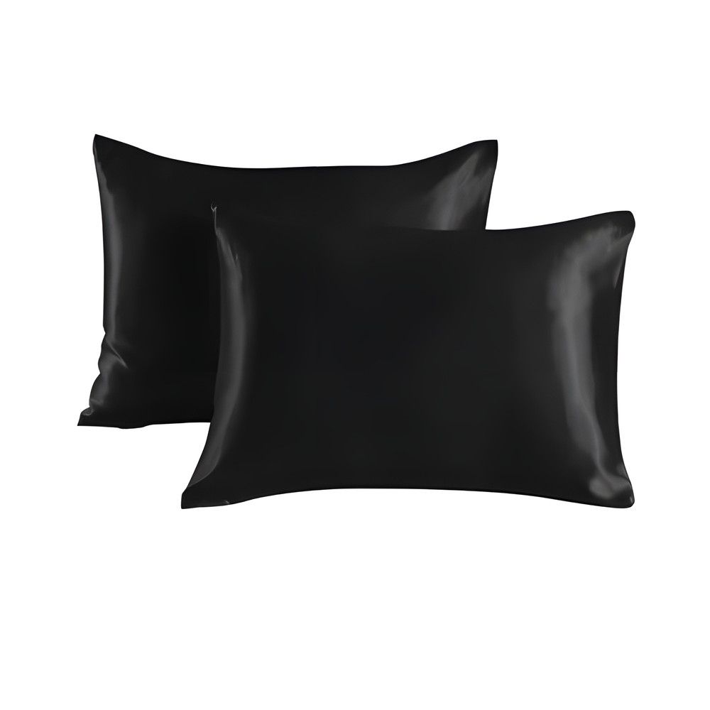 2-Pack Satin Pillowcase, 50 x 66cm, Black - Image 1