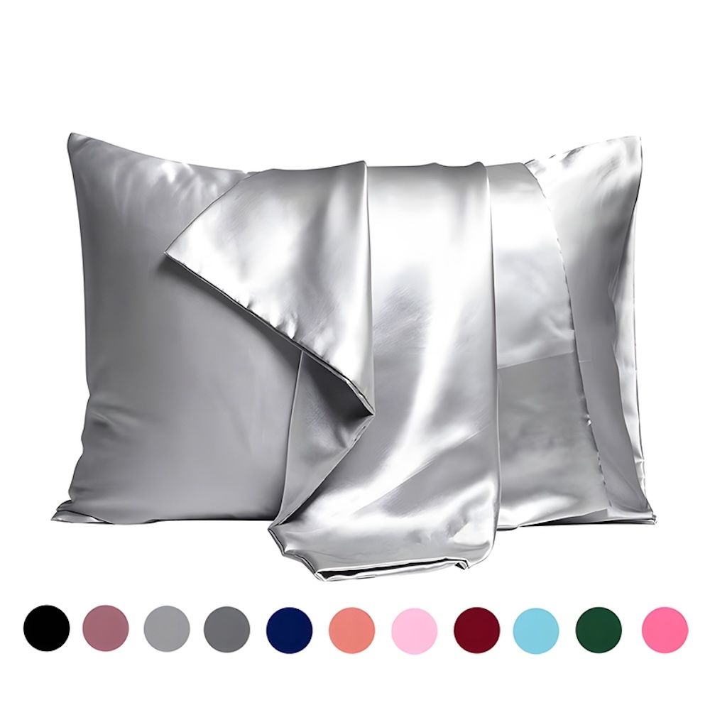 Satin pillowcase 2-pack light gray, 50 x 66cm - Image 1
