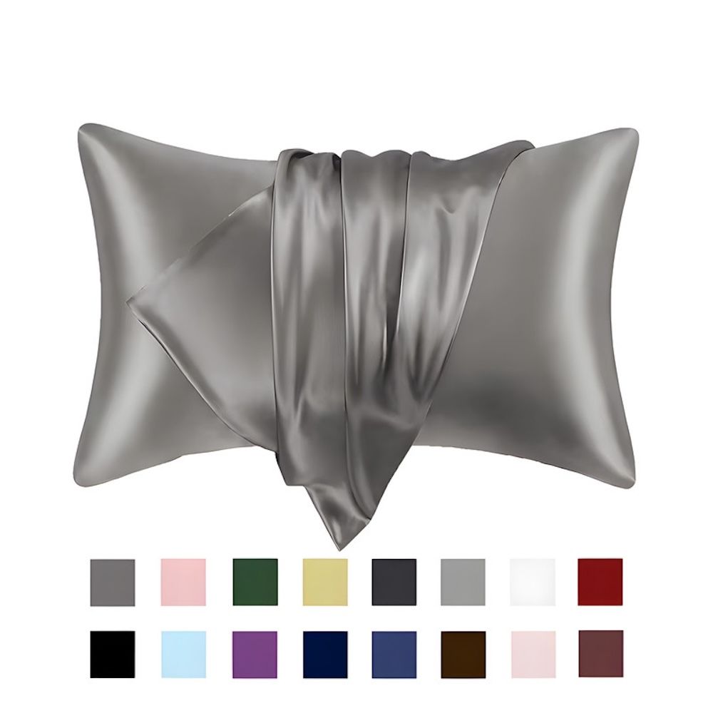 2-Pack Satin Pillowcase, Dark Gray, 50 x 66cm - Image 1