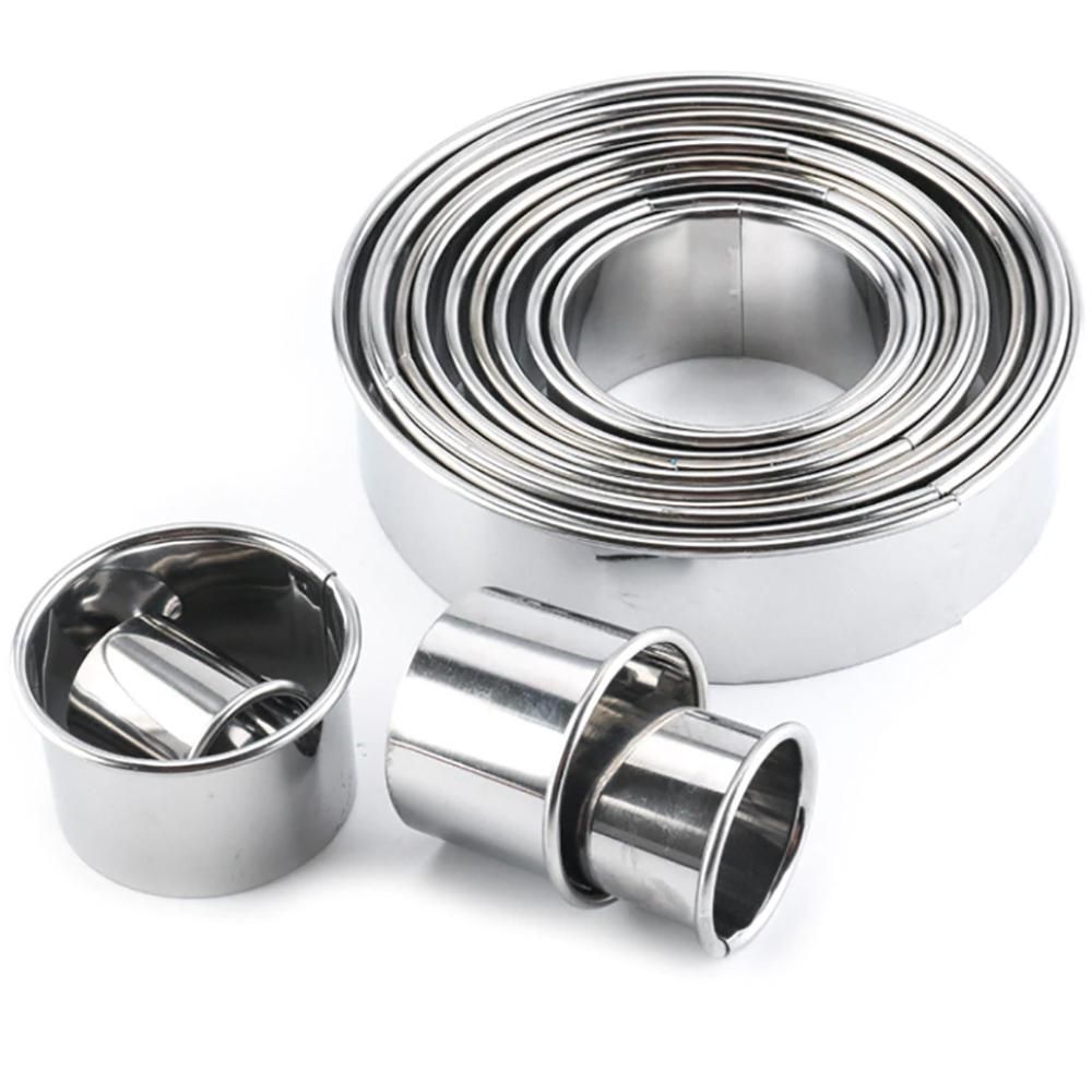 14pcs Round Cookie Cutters, Silver - Image 2