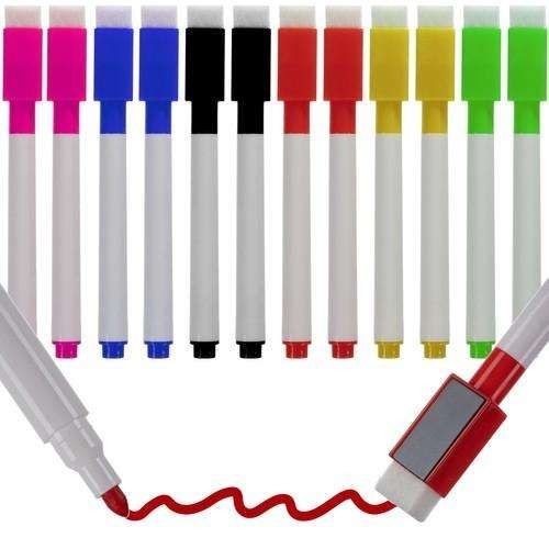 12-Pack Whiteboard Pens with Eraser and Magnet, MultiColor - Image 1