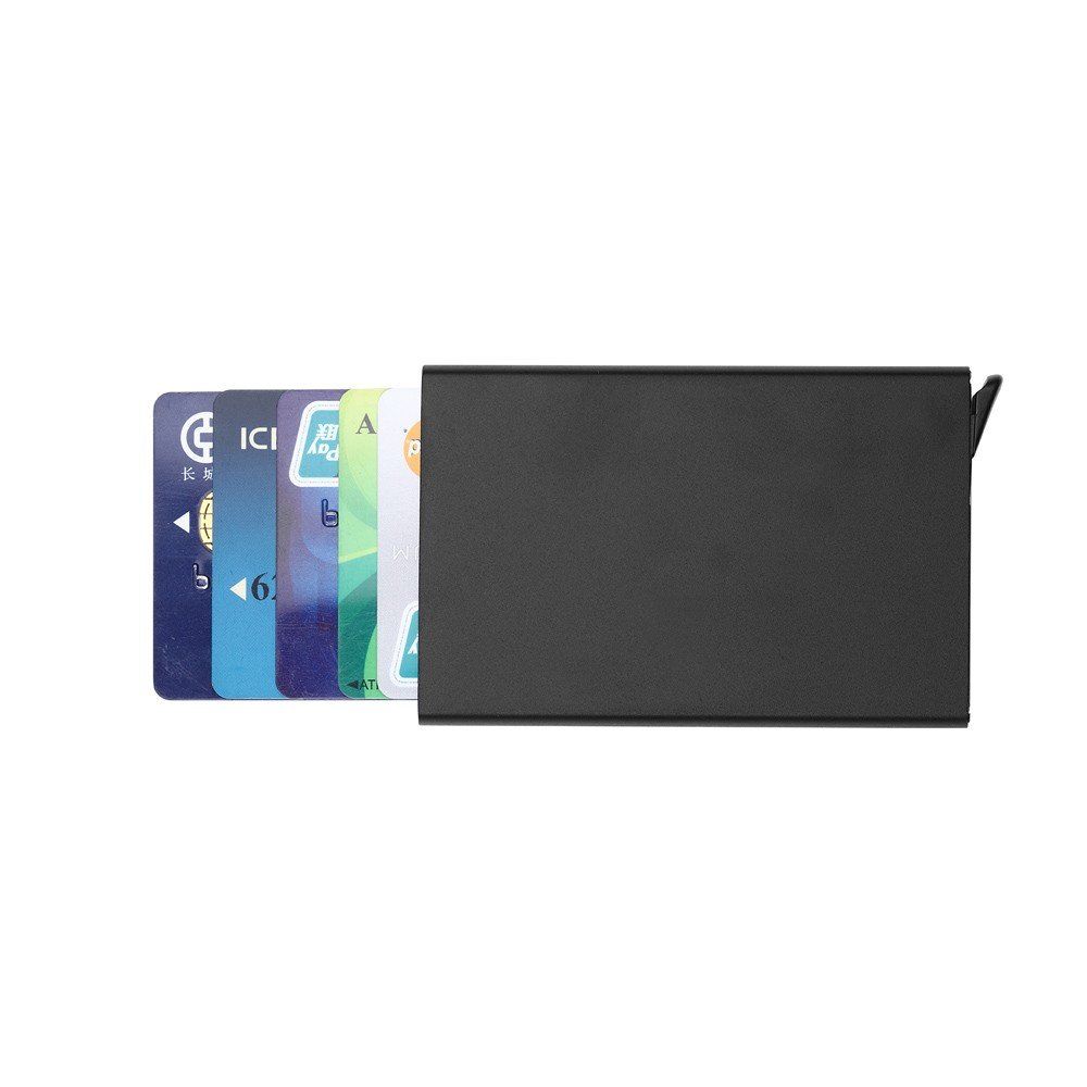 Aluminum Pop-Up Card Holder RFID-Safe Black Case - Image 3