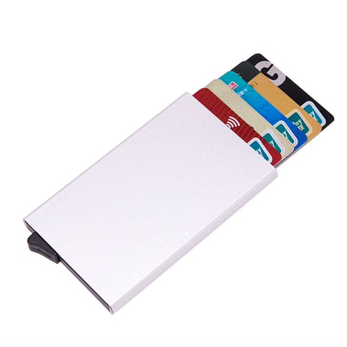 Aluminum Pop-Up Card Holder RFID-Safe Black Case - Image 4
