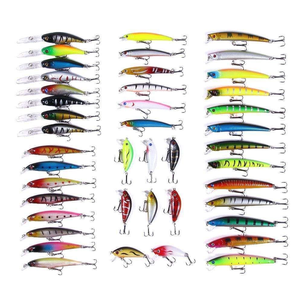 43-Pack Fishing Lure Wobbler Minnow Mixed Color - Image 1