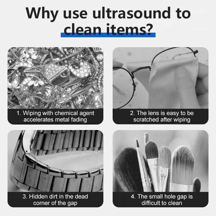 Ultrasonic cleaning glasses jewelry cleaner white, 42kHz - Image 3