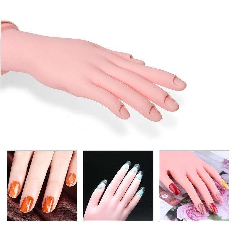 Silicone nail training hand fake hand for nail art, Beige - Image 1