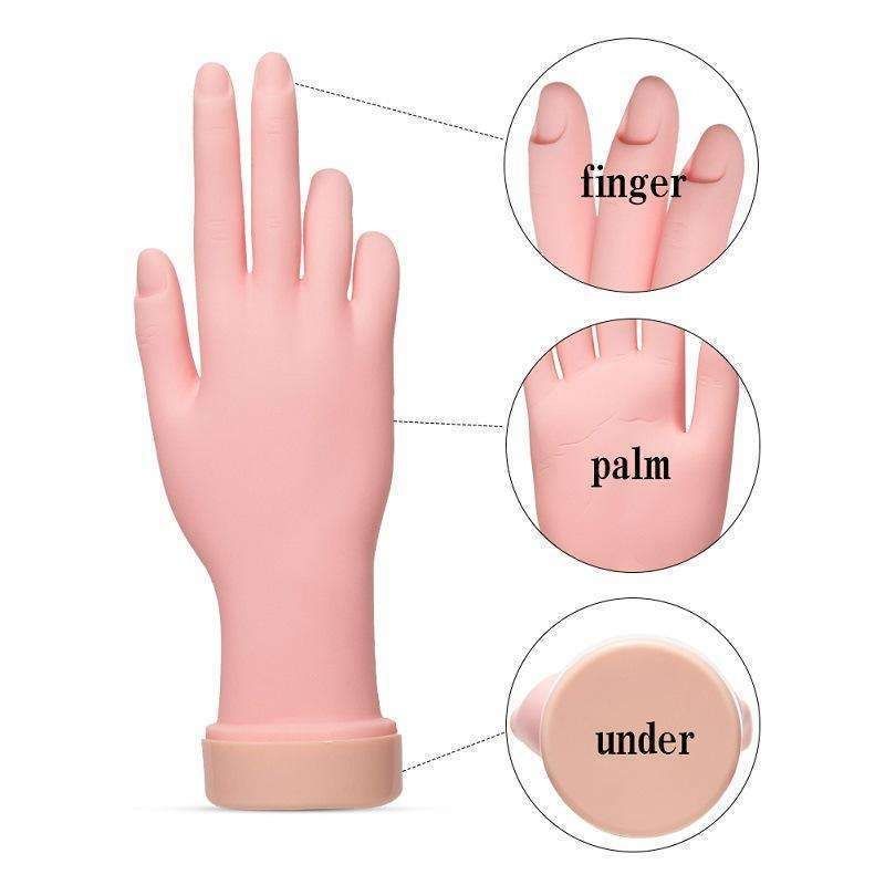 Silicone nail training hand fake hand for nail art, Beige - Image 2