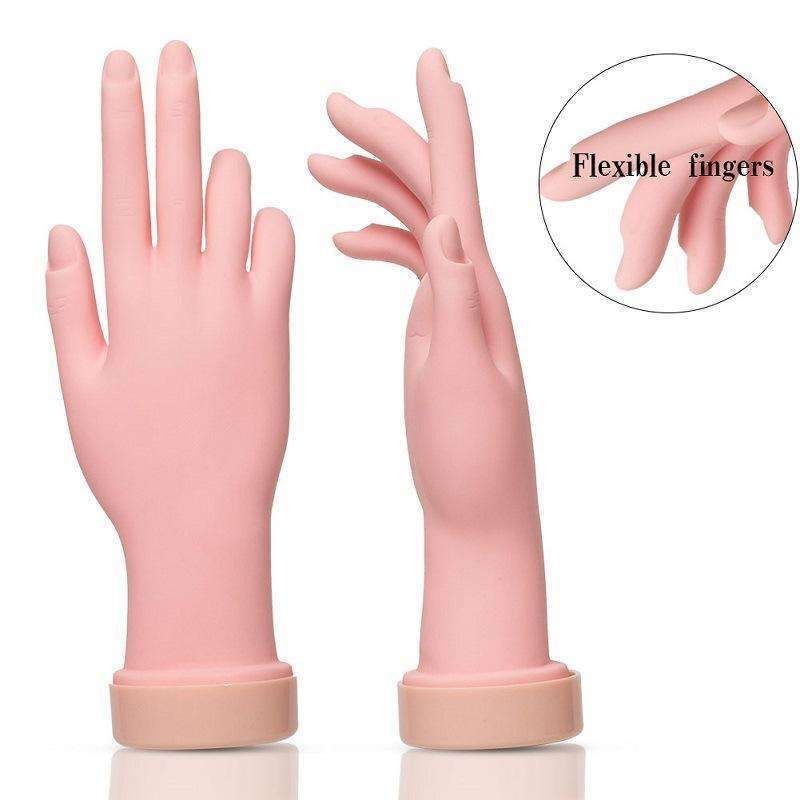 Silicone nail training hand fake hand for nail art, Beige - Image 3
