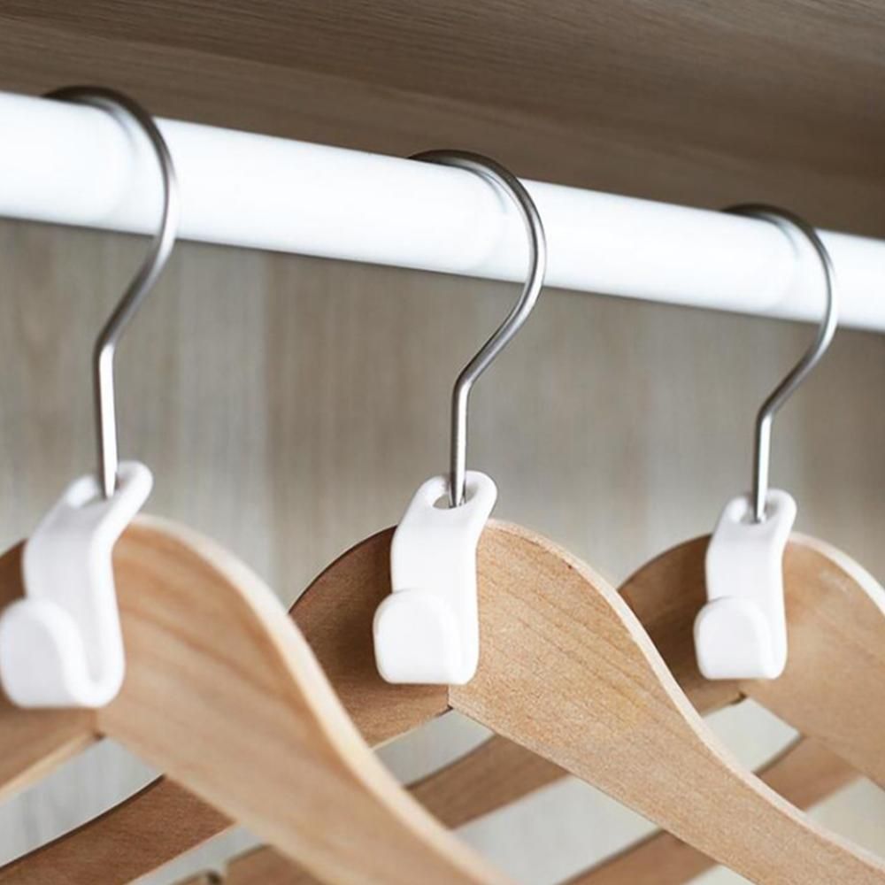 10-pack White Clothes Hangers with Connecting Hook, Organizer - Image 2