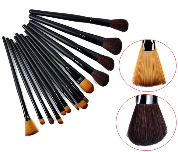 32pcs Professional Makeup Brushes, Genuine Goat Hair, Leather Case, Black - Image 3