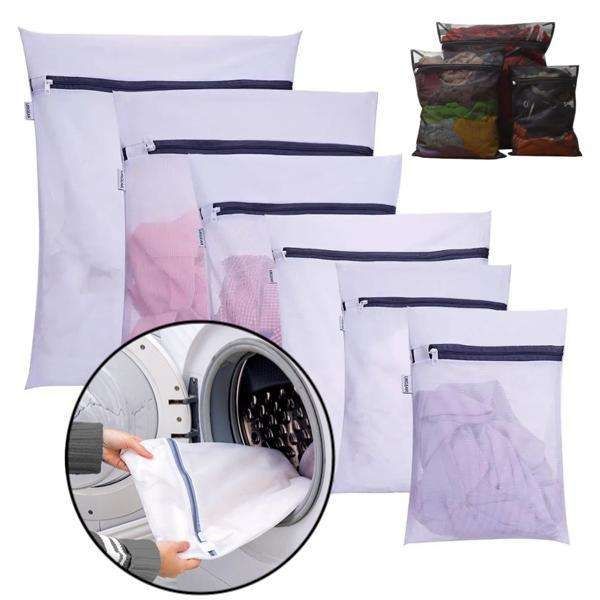 5pcs White Laundry Bags, 2 Sizes - Organize and Protect Clothes - Image 1