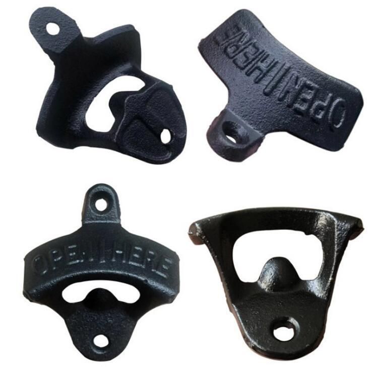 Wall mounted bottle opener, Vintage Open Here design, Black - Image 3