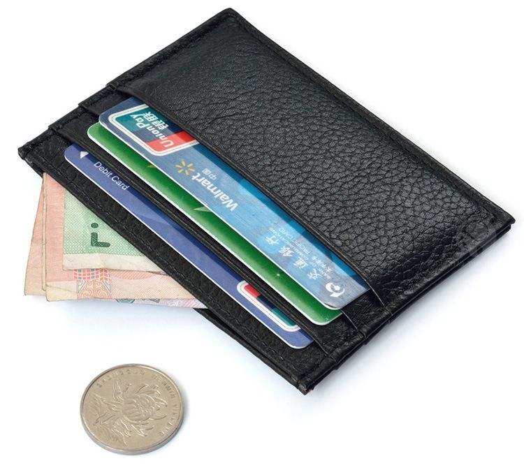 Black Card Holder Wallet with Bill Compartment - Image 1