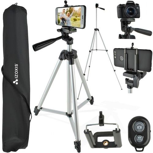 Phone Tripod Black, Mobile Camera Stand & Selfie Stick with Adjustable Height - Image 1
