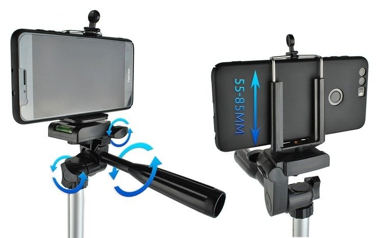 Phone Tripod Black, Mobile Camera Stand & Selfie Stick with Adjustable Height - Image 2
