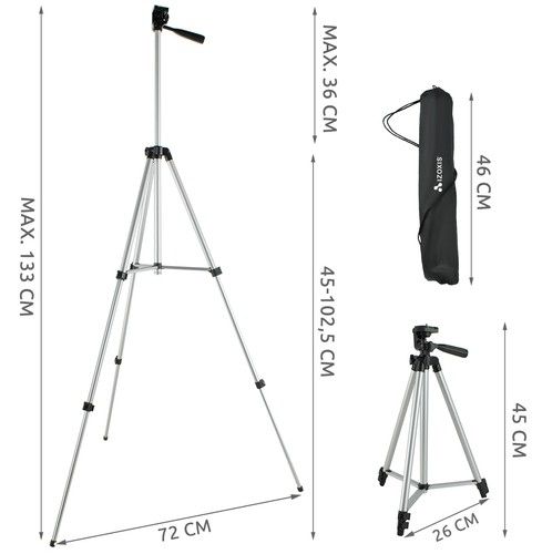 Phone Tripod Black, Mobile Camera Stand & Selfie Stick with Adjustable Height - Image 3