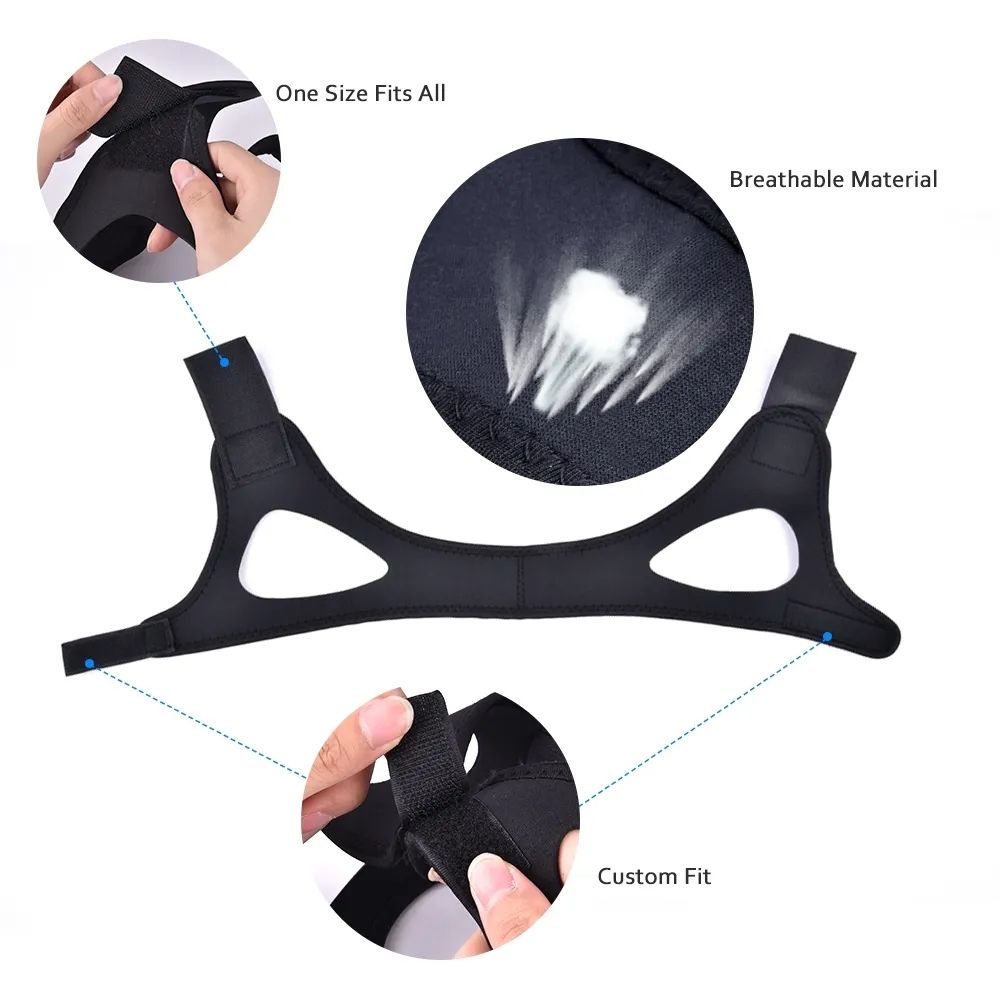 Adjustable Anti Snoring Chin Strap, Black, Stop Snoring Belt - Image 3