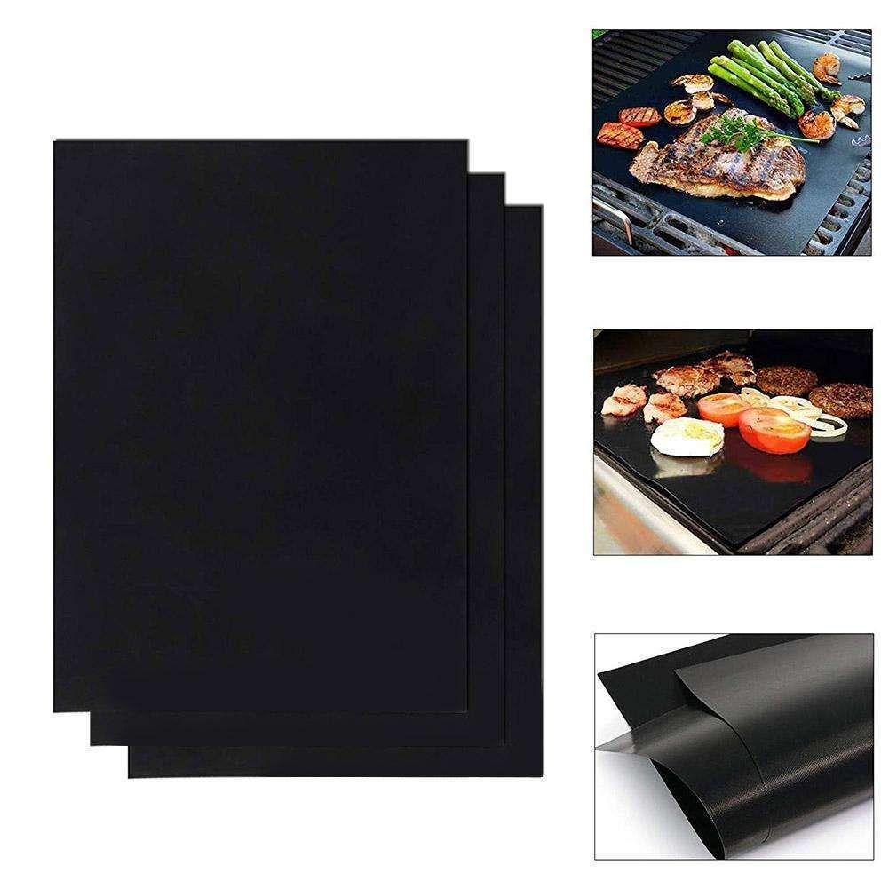 3pcs Non Stick Grill Mat Oven Baking Mat, 40x33cm, Black - Image 1