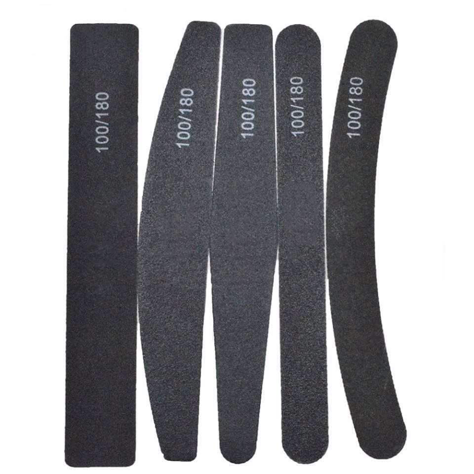 5pcs double-sided nail files 100/180 grit, black - Image 1