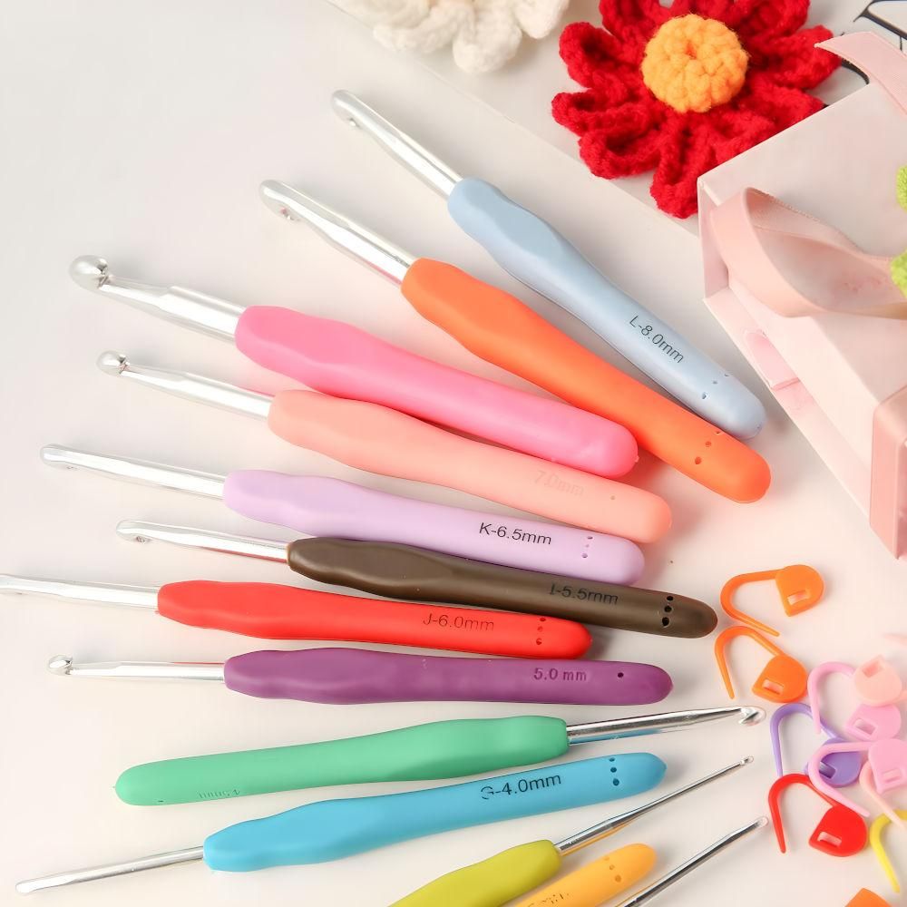 Knitting Kit 45-Piece with Crochet Hooks, Markers, Tape Measure, MultiColor - Image 2