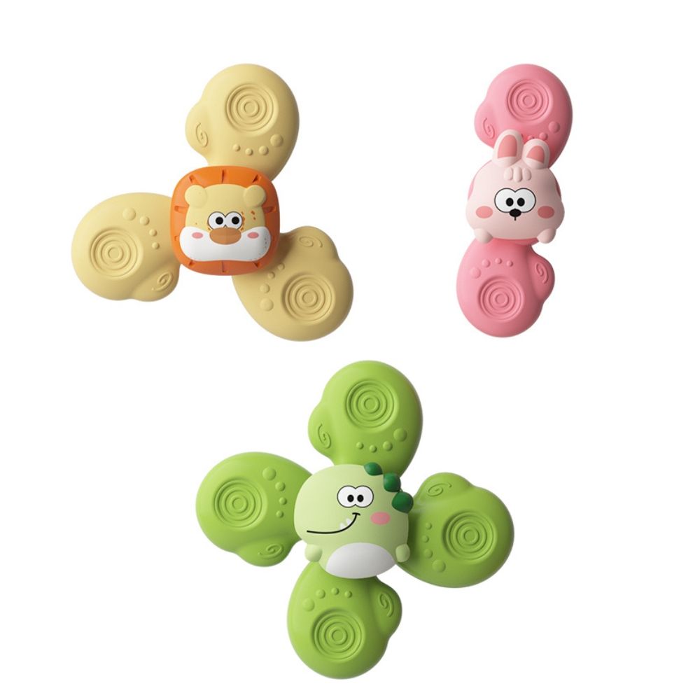 3-pack Baby Spinning Toy with Suction Cup, Green Yellow Pink, Educational Toys - Image 1