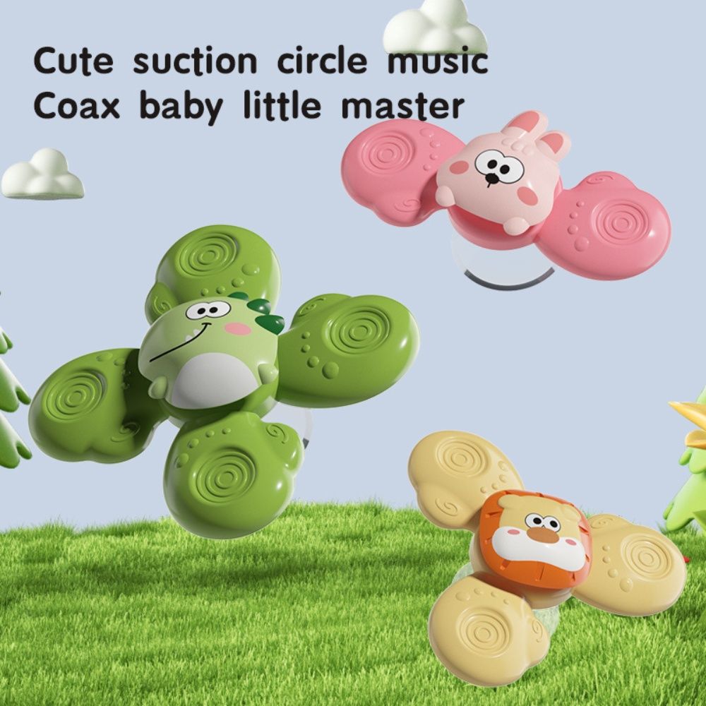 3-pack Baby Spinning Toy with Suction Cup, Green Yellow Pink, Educational Toys - Image 2