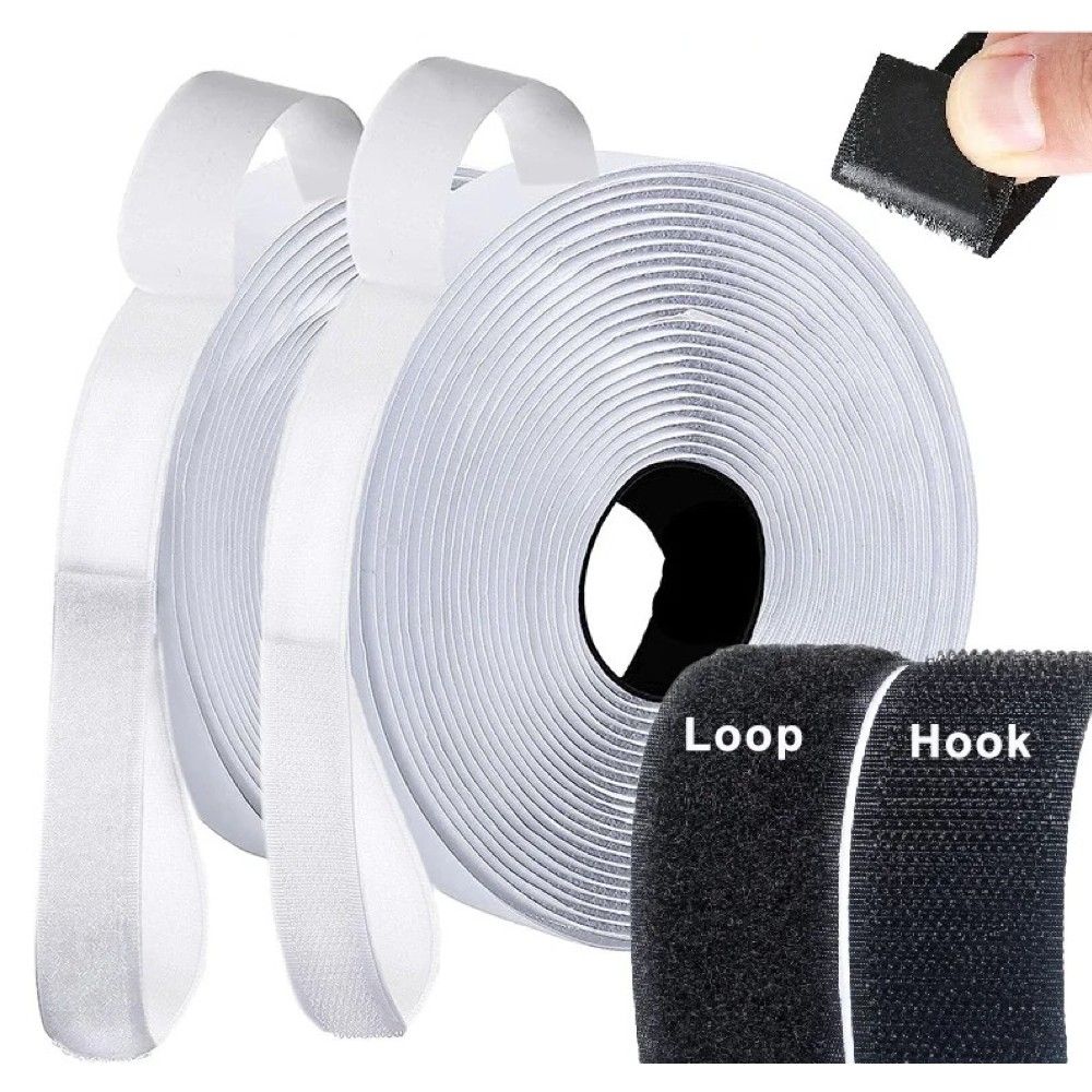 Self-Adhesive Velcro Tape 50m x 3cm, Black - Image 1