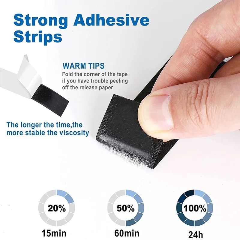 Self-Adhesive Velcro Tape 50m x 3cm, Black - Image 4