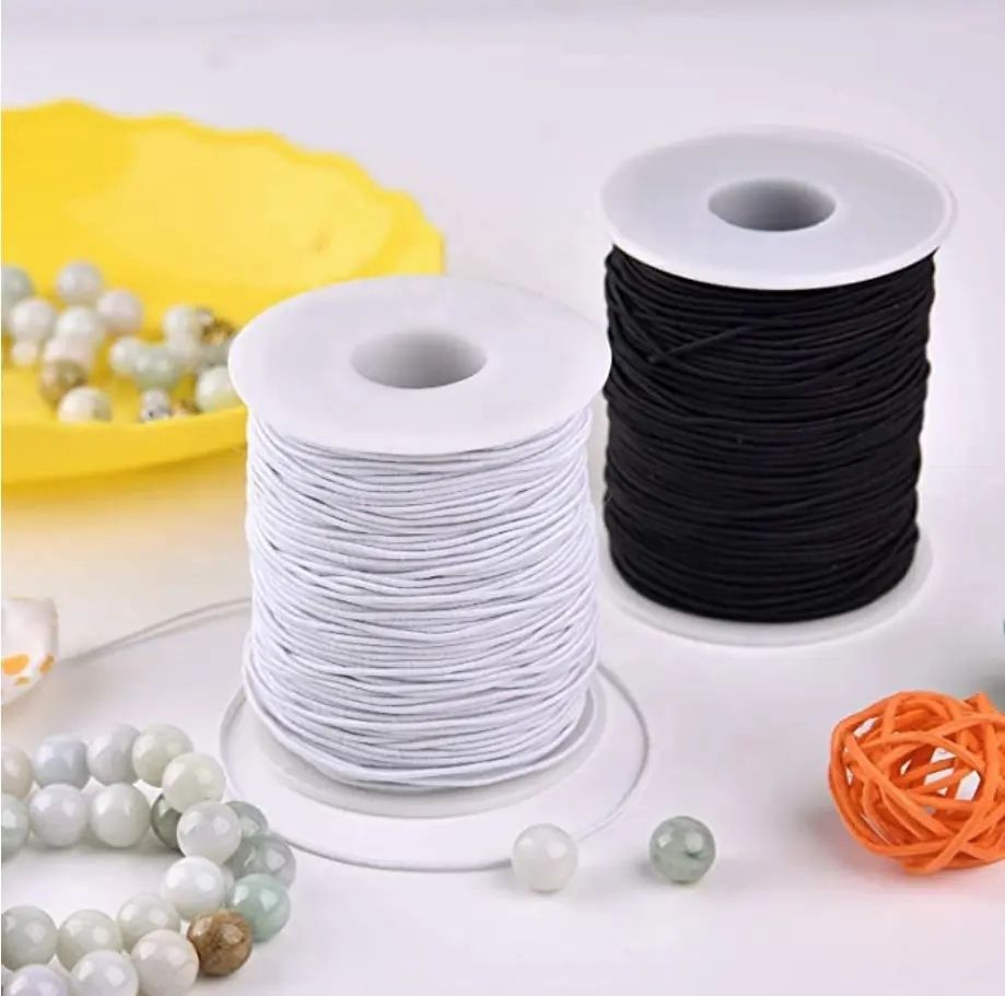 Black Nylon-Coated Elastic Thread Roll, 50 meters, 0.6mm - Image 1