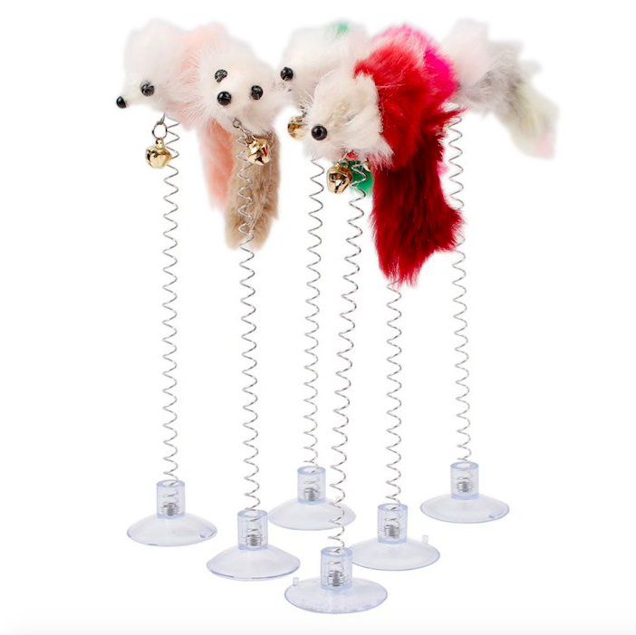 3pcs Cat Toy with Springy Mouse and Bell - Image 1