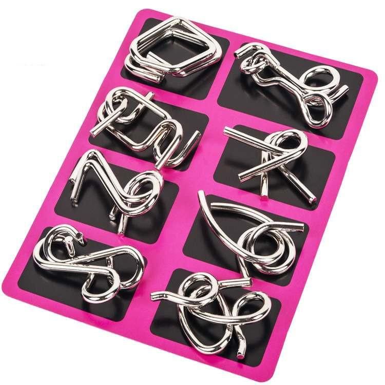 Brain Teaser Metal Puzzle, Pink - Image 1
