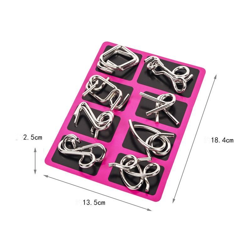 Brain Teaser Metal Puzzle, Pink - Image 2