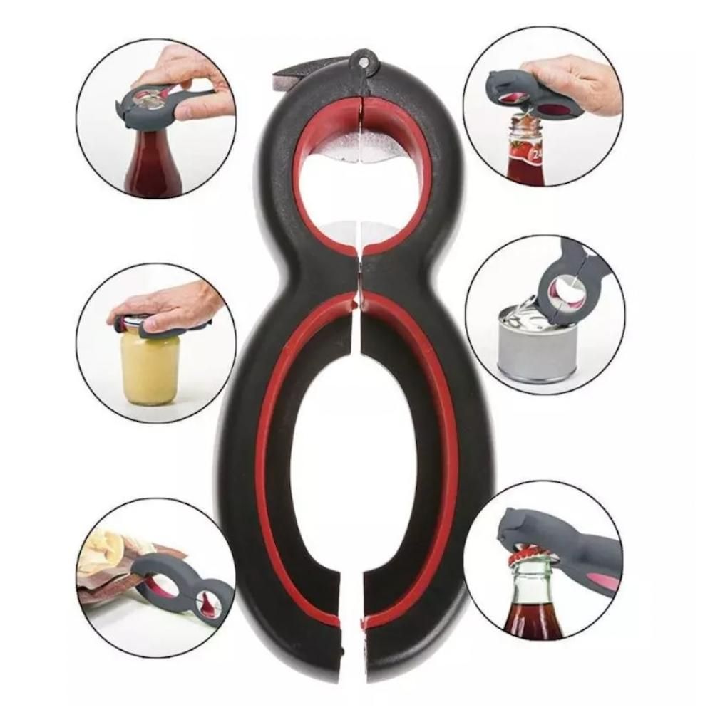 6 in 1 Can and Bottle Opener, Multi-Color - Image 1