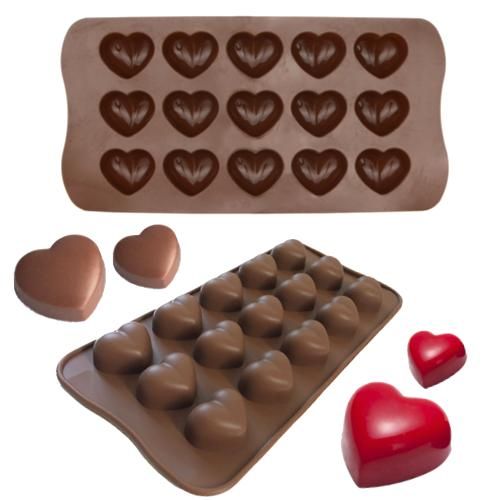15 Hearts Ice Chocolate Jelly Mold for Pralines, Brown - Image 1
