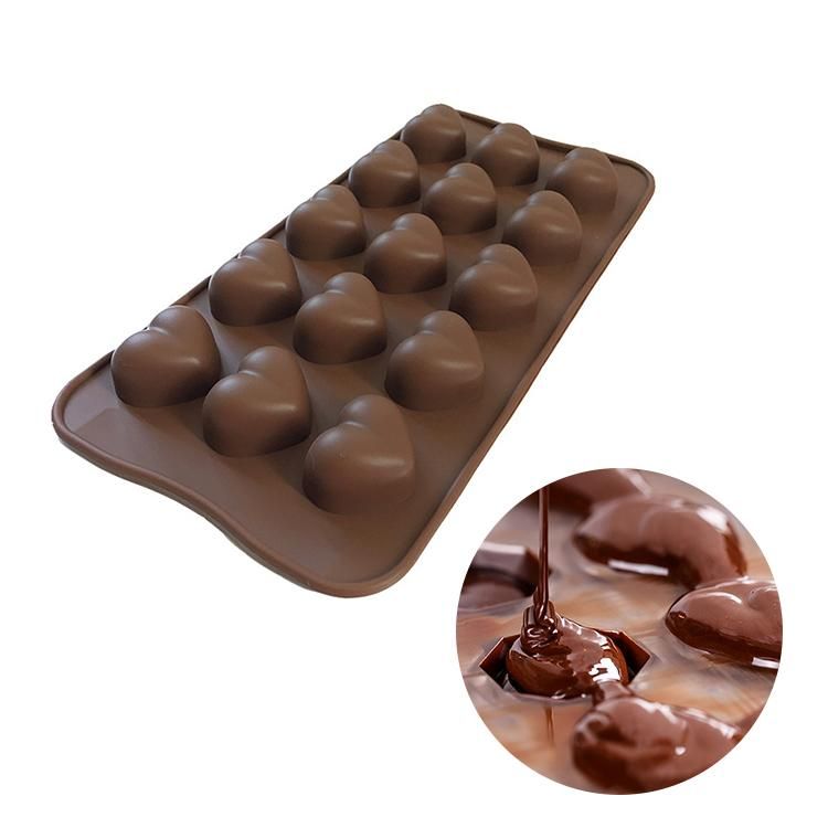 15 Hearts Ice Chocolate Jelly Mold for Pralines, Brown - Image 2