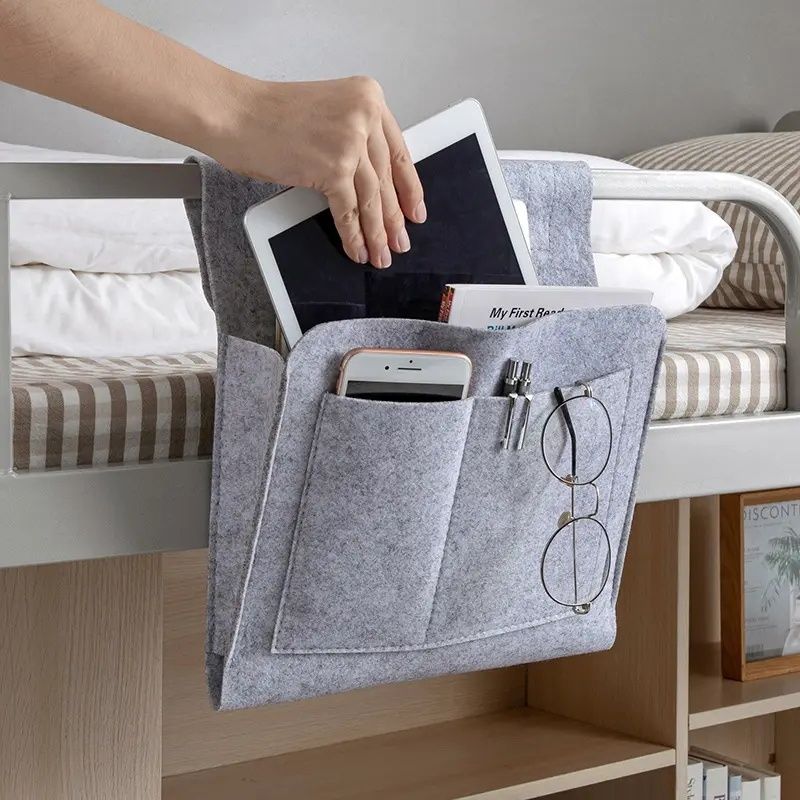 Felt Storage Bag Pouch Bed, Dark Grey - Image 2