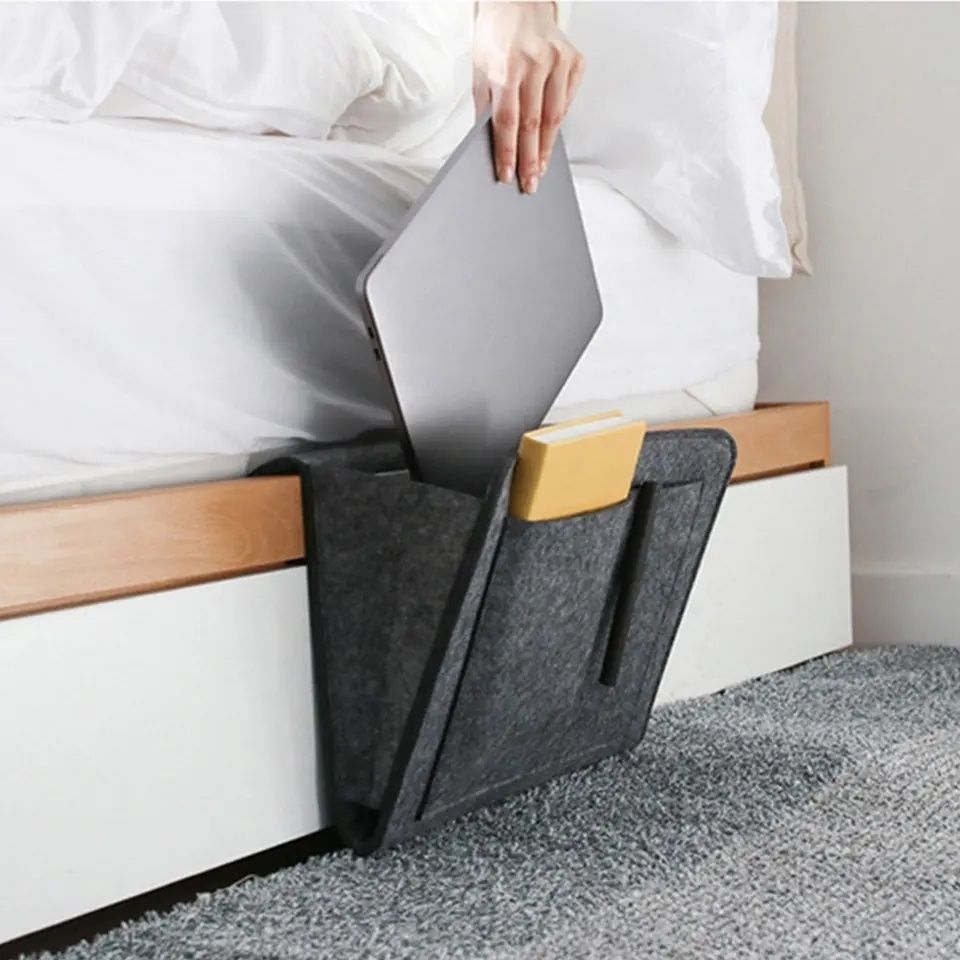 Felt Storage Bag Pouch Bed, Dark Grey - Image 3