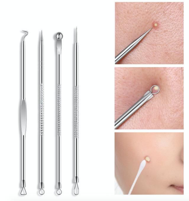4-pack Blackhead Remover Tool, Silver - Image 1