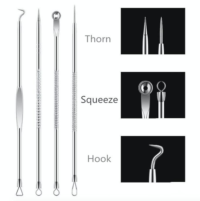 4-pack Blackhead Remover Tool, Silver - Image 4