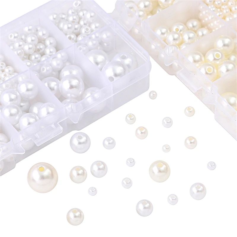 800pcs Acrylic Beads for Jewelry Making, DIY Imitation Pearls White - Image 4