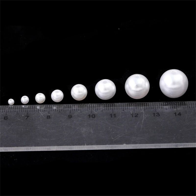 800pcs Acrylic Beads for Jewelry Making, DIY Imitation Pearls White - Image 7
