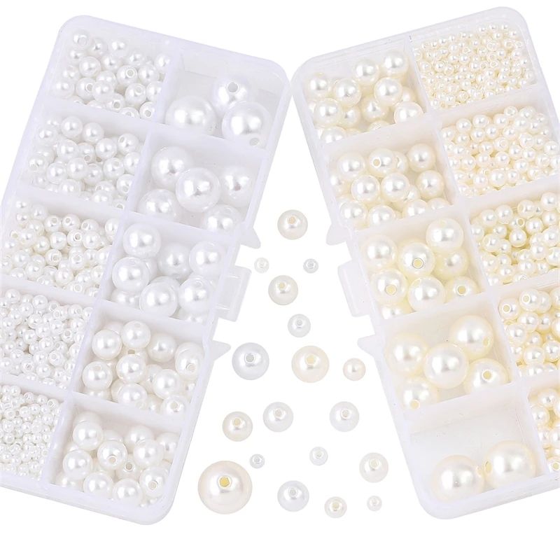 800pcs Acrylic Beads for Jewelry Making, DIY Imitation Pearls, Cream - Image 6
