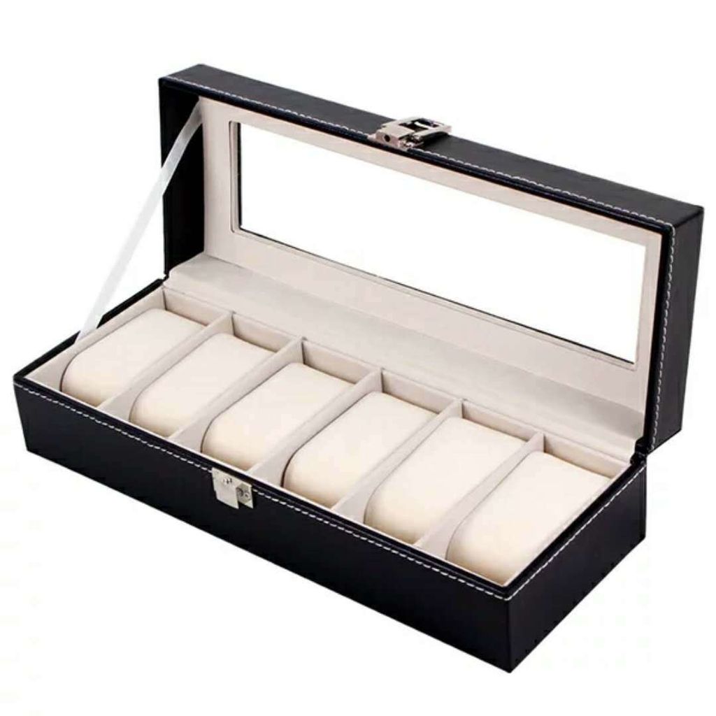 6 Watch Box Luxury Storage Case, Black, compatible with Urbox - Image 1