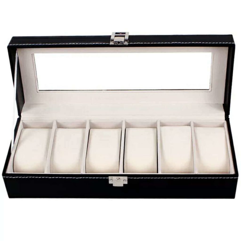6 Watch Box Luxury Storage Case, Black, compatible with Urbox - Image 2