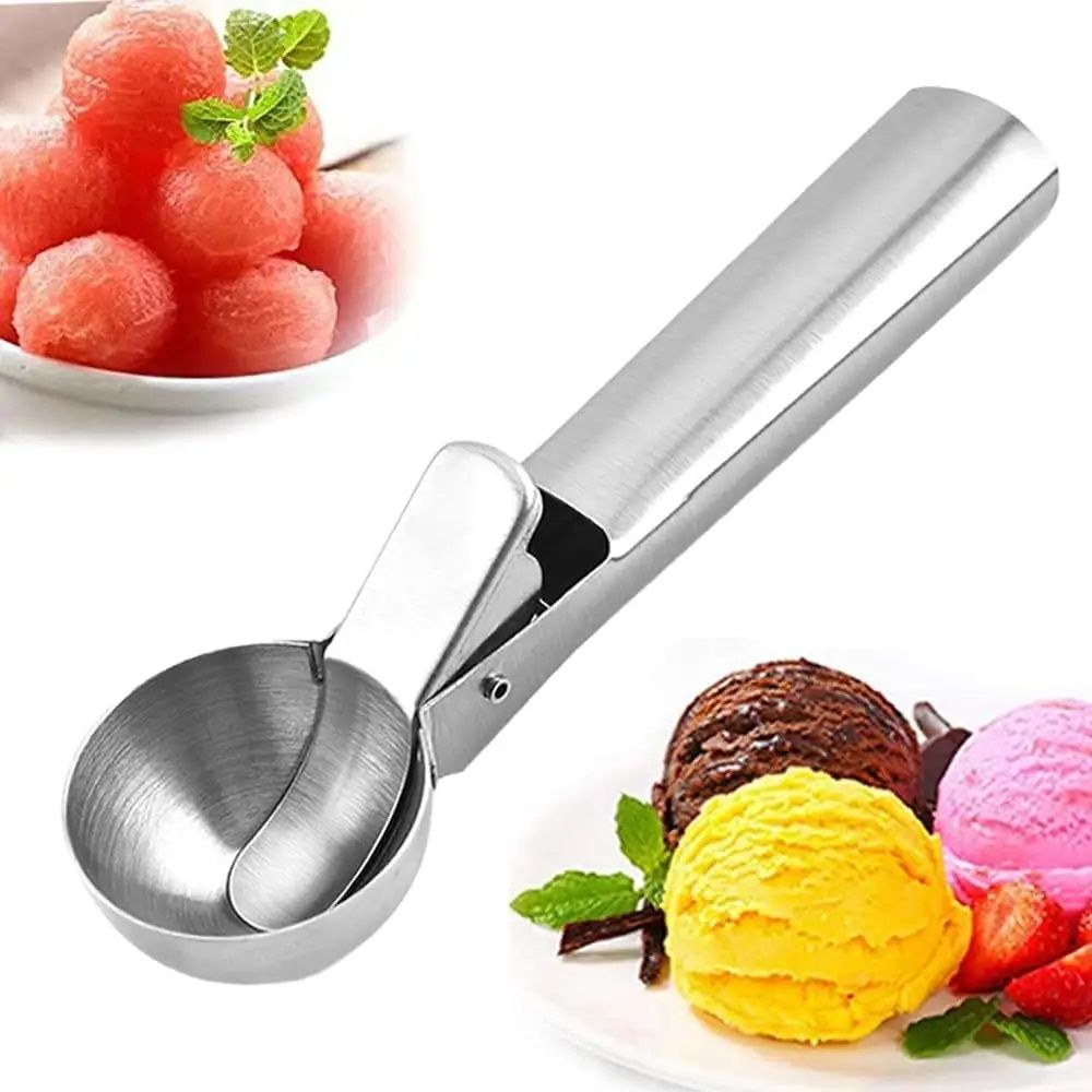 Silver Ice Cream Scoop with Ejector, Large - Image 1