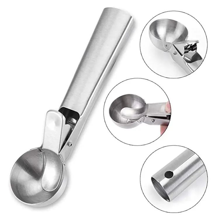Silver Ice Cream Scoop with Ejector, Large - Image 3