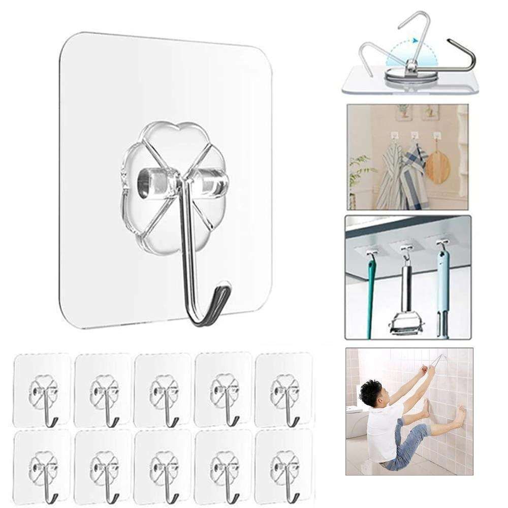 10-pack Self Adhesive Hooks, Towel Hangers Transparent - Image 1